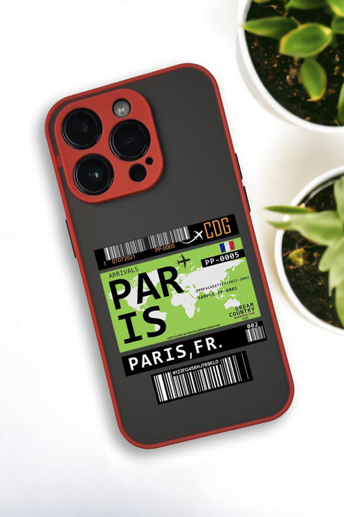 İphone 13 Pro Uyumlu Paris Ticket Desenli Buzlu Şeffaf Lüx Telefon Kılıfı