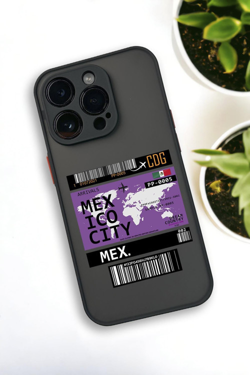 İphone 13 Pro Uyumlu Mexico Ticket Desenli Buzlu Şeffaf Lüx Telefon Kılıfı