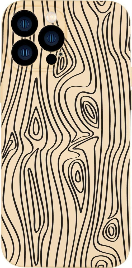 İphone 13 Pro Uyumlu Wooden Pattern Kamera Lens Korumalı Darbe Emici Silikonlu Lansman Kılıf