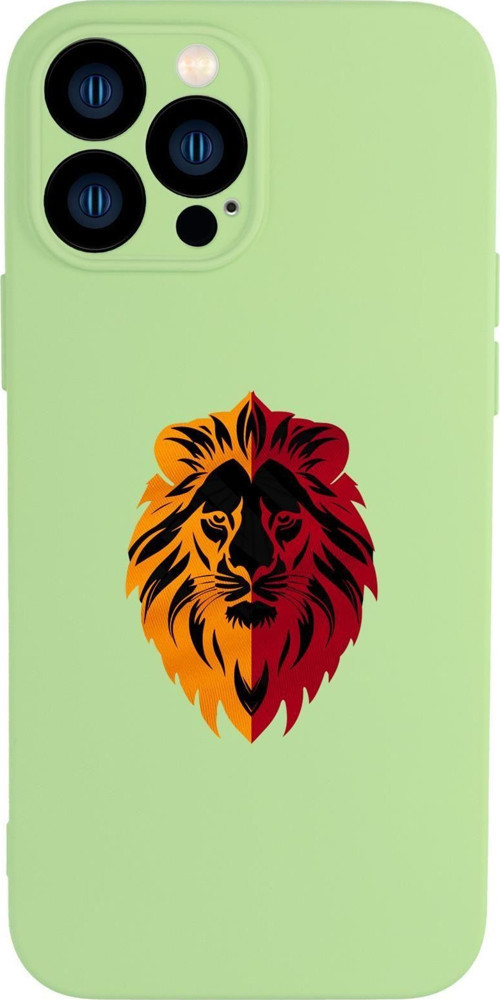 İphone 13 Pro Uyumlu Sarı Kırmızı Aslan Desenli Kamera Korumalı Premium Silikonlu Telefon Kılıfı