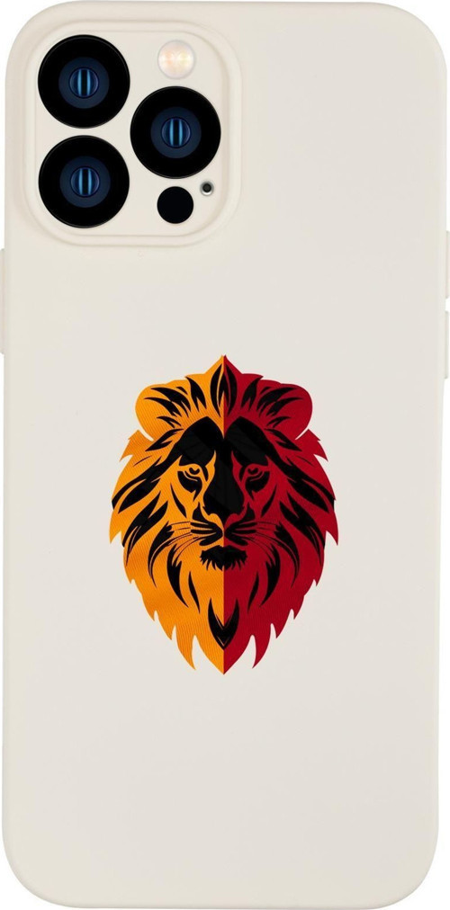 İphone 13 Pro Uyumlu Sarı Kırmızı Aslan Desenli Kamera Korumalı Premium Silikonlu Telefon Kılıfı