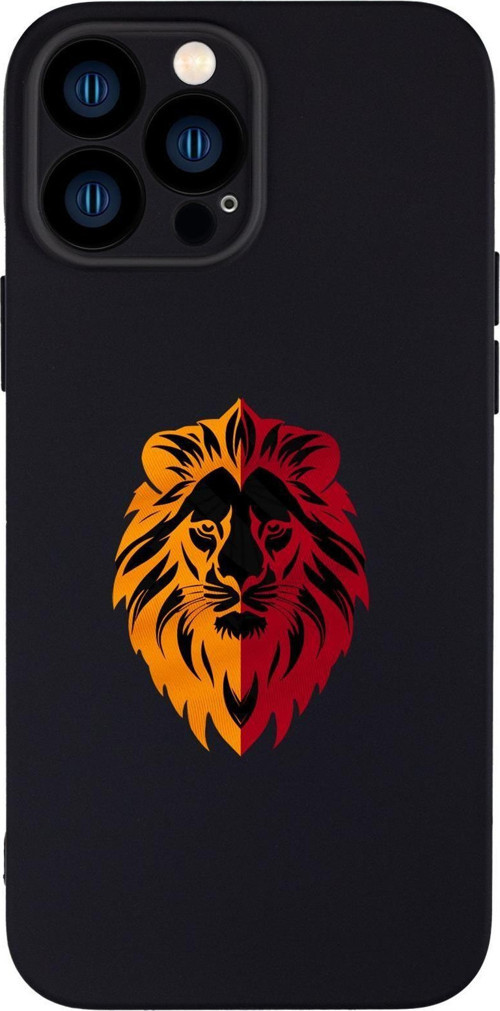 İphone 13 Pro Max Uyumlu Sarı Kırmızı Aslan Desenli Kamera Korumalı Premium Silikonlu Telefon Kılıfı