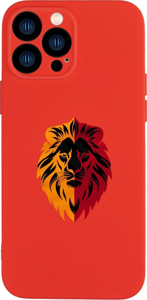 İphone 13 Pro Max Uyumlu Sarı Kırmızı Aslan Desenli Kamera Korumalı Premium Silikonlu Telefon Kılıfı