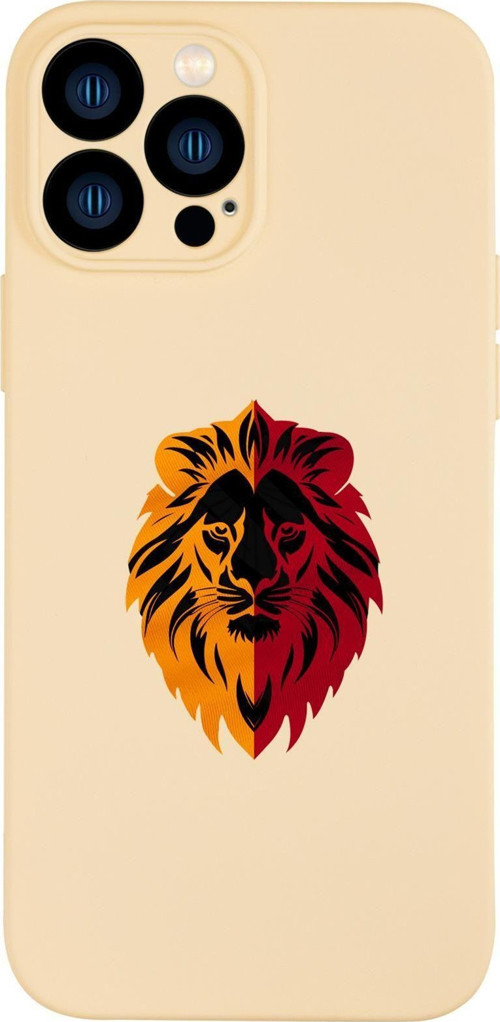 İphone 13 Pro Max Uyumlu Sarı Kırmızı Aslan Desenli Kamera Korumalı Premium Silikonlu Telefon Kılıfı