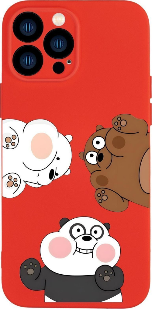 İphone 13 Pro Uyumlu Cute Animals Desenli Kamera Korumalı Premium Silikonlu Telefon Kılıfı