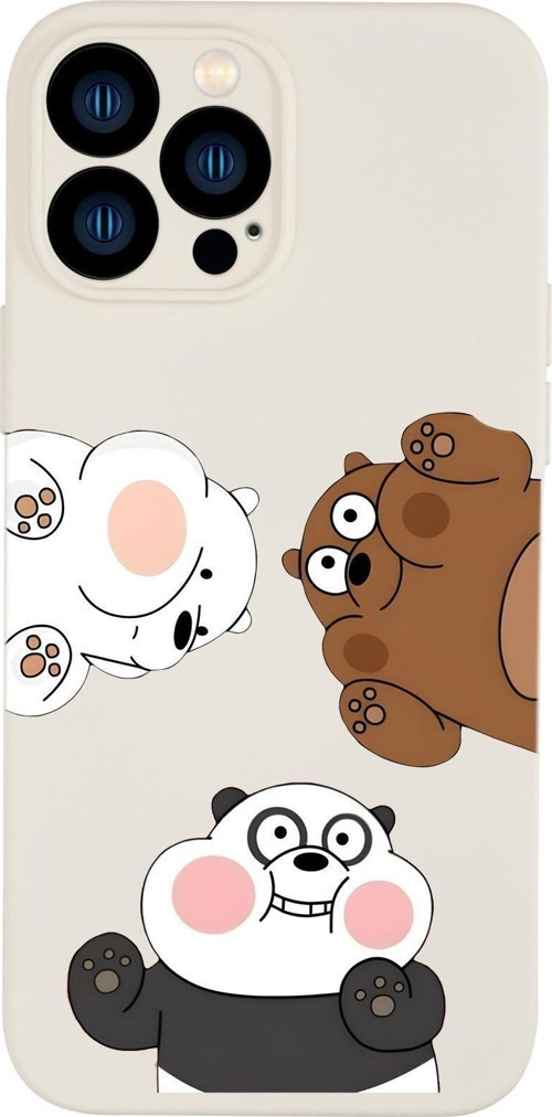 İphone 13 Pro Uyumlu Cute Animals Desenli Kamera Korumalı Premium Silikonlu Telefon Kılıfı