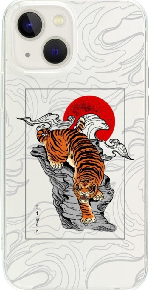 İphone 13 Tiger Tasarımlı Şeffaf Telefon Kılıfı