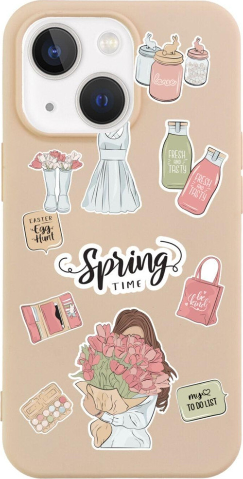 İphone 13 Spring Time Tasarımlı Pembe Telefon Kılıfı