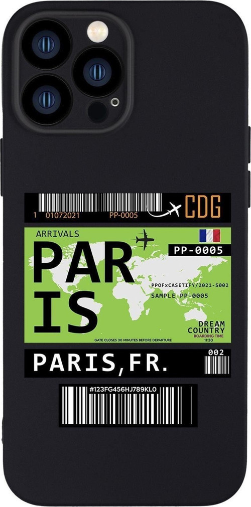 İphone 13 Pro Uyumlu Paris Ticket Desenli Kamera Lens Korumalı Darbe Emici Silikonlu Lansman Kılıf