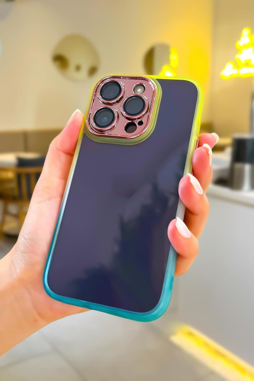 İphone 13 Pro Max Uyumlu Kamera Lens Korumalı Gradient Silikon Kenar Şeffaf Telefon Kılıfı Mchzr