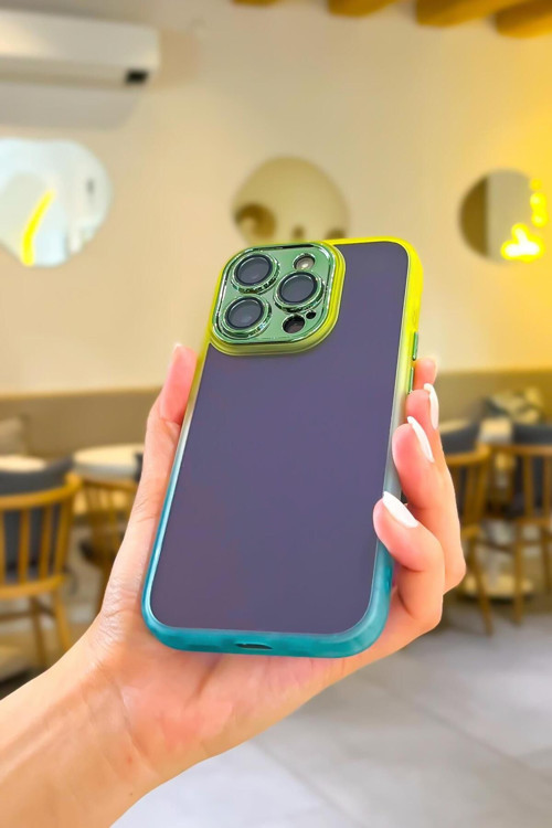 İphone 13 Pro Max Uyumlu Kamera Lens Korumalı Gradient Silikon Kenar Şeffaf Telefon Kılıfı Mchzr