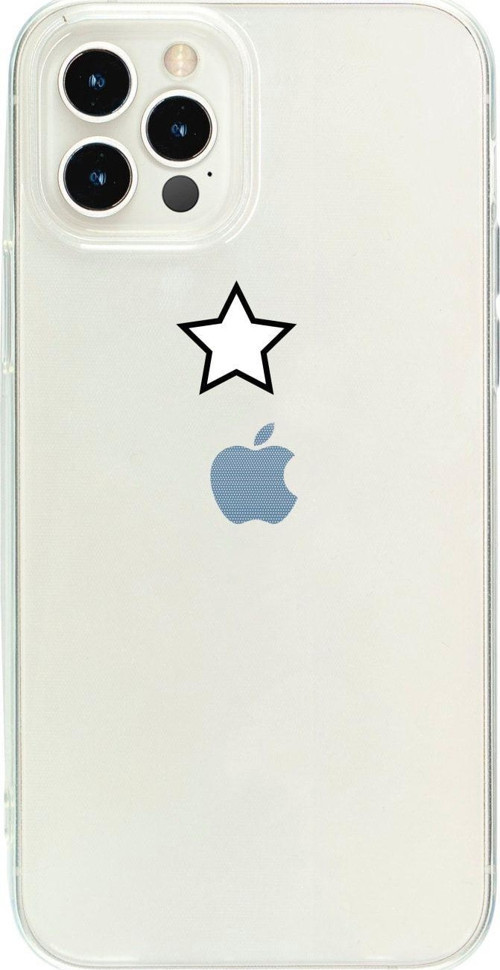 İphone 13 Pro Max Beyaz Tek Yıldız Desenli Şeffaf Telefon Kılıfı