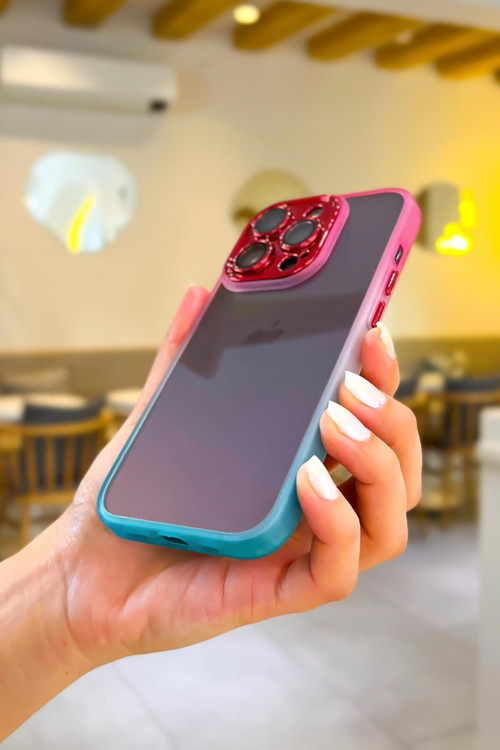 İphone 13 Pro Max Uyumlu Kamera Lens Korumalı Gradient Silikon Kenar Şeffaf Telefon Kılıfı Mchzr