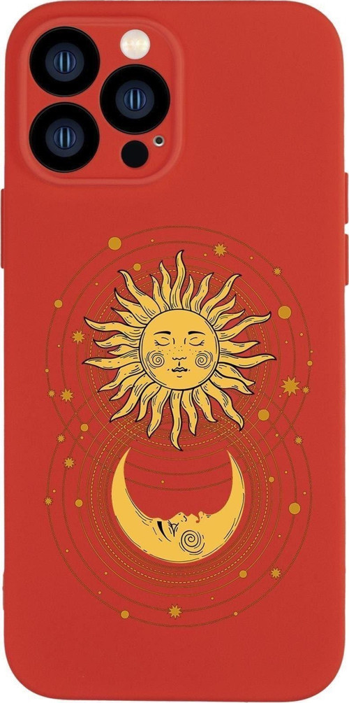 İphone 13 Pro Uyumlu Moon And Sun Desenli Kamera Lens Korumalı Darbe Emici Silikonlu Lansman Kılıf