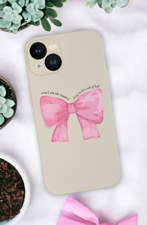 İphone 13 Uyumlu Pembe Kurdele Kamera Korumalı Premium Silikonlu Telefon Kılıfı