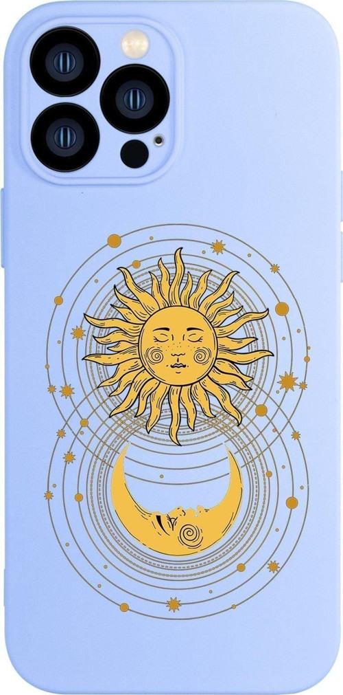İphone 13 Pro Uyumlu Moon And Sun Desenli Kamera Lens Korumalı Darbe Emici Silikonlu Lansman Kılıf