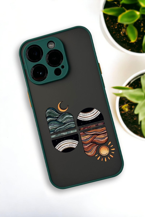 İphone 13 Pro Max Uyumlu Sunset Wave Desenli Buzlu Şeffaf Lüx Telefon Kılıfı