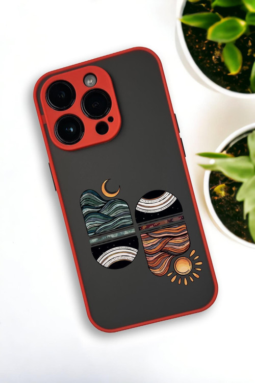 İphone 13 Pro Max Uyumlu Sunset Wave Desenli Buzlu Şeffaf Lüx Telefon Kılıfı