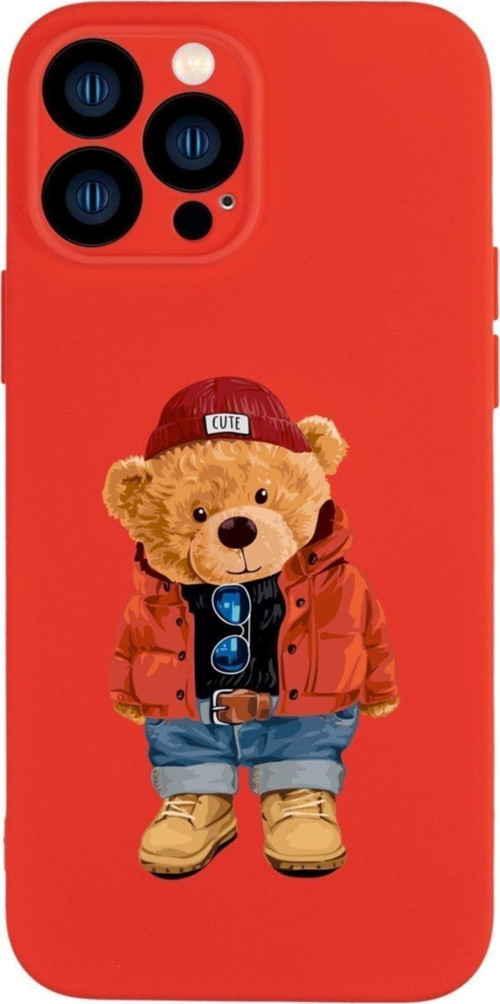 İphone 13 Pro Uyumlu Teddy Bear Desenli Kamera Lens Korumalı Darbe Emici Premium Silikonlu Kılıf