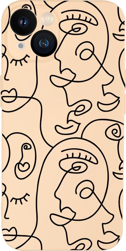 İphone 13 Uyumlu Face Art Desenli Kamera Lens Korumalı Darbe Emici Silikonlu Lansman Kılıf