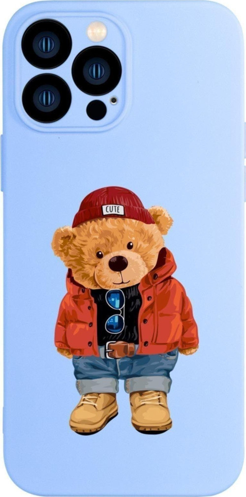 İphone 13 Pro Uyumlu Teddy Bear Desenli Kamera Lens Korumalı Darbe Emici Premium Silikonlu Kılıf