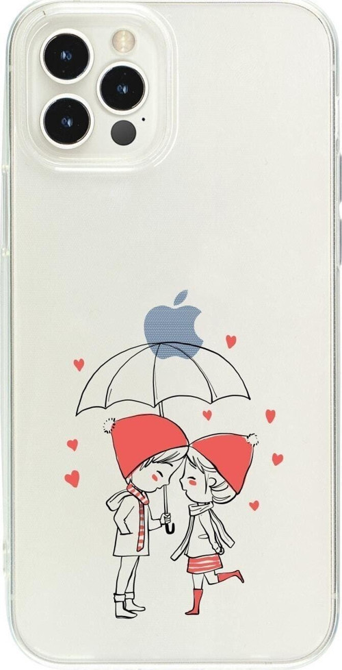 İphone 13 Pro Max Couple Desenli Şeffaf Telefon Kılıfı