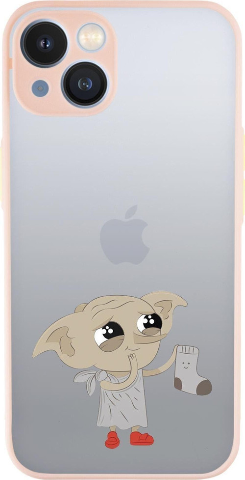 İphone 13 Uyumlu Dobby Desenli Kamera Korumalı Buzlu Şeffaf Lüx Telefon Kılıfı