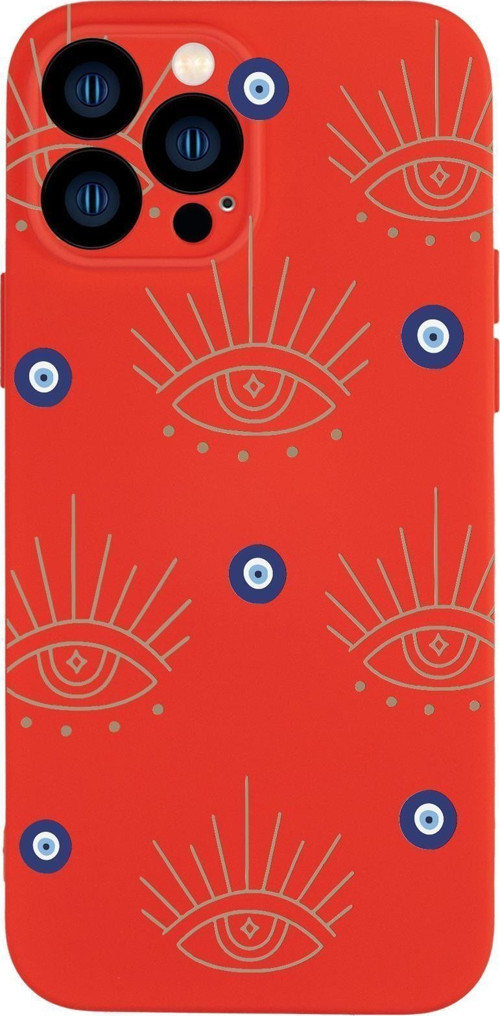 İphone 13 Pro Uyumlu Evil Eye Desenli Kamera Korumalı Premium Silikonlu Telefon Kılıfı