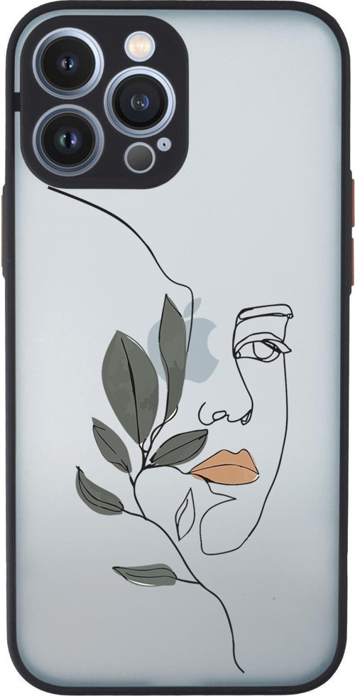 İphone 13 Pro Uyumlu Line Art Women Desenli Kamera Korumalı Buzlu Şeffaf Lüx Telefon Kılıfı