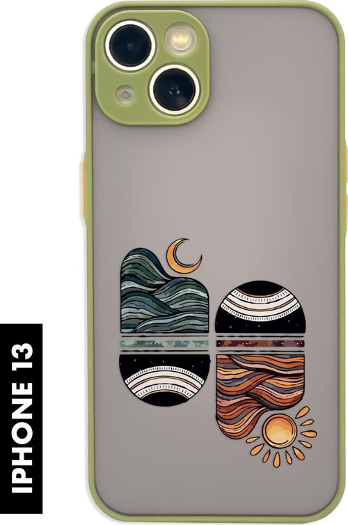 İphone 13 Uyumlu Sunset Wave Desenli Matguard Buzlu Şeffaf Telefon Kılıfı