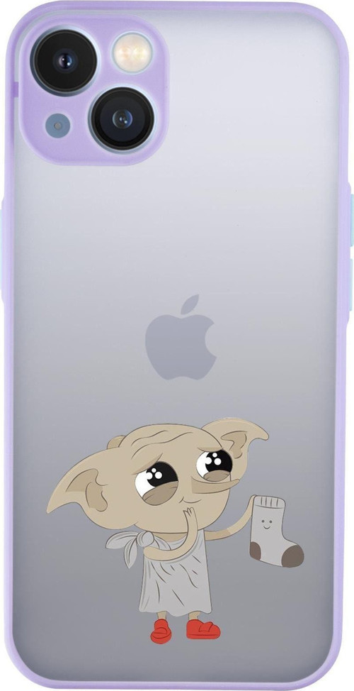 İphone 13 Uyumlu Dobby Desenli Kamera Korumalı Buzlu Şeffaf Lüx Telefon Kılıfı