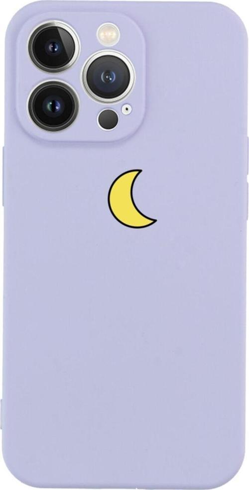 İphone 13 Pro Moon Tasarımlı Lila Telefon Kılıfı