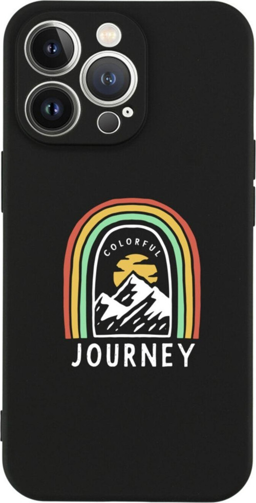 İphone 13 Pro Rainbow Tasarımlı Siyah Telefon Kılıfı