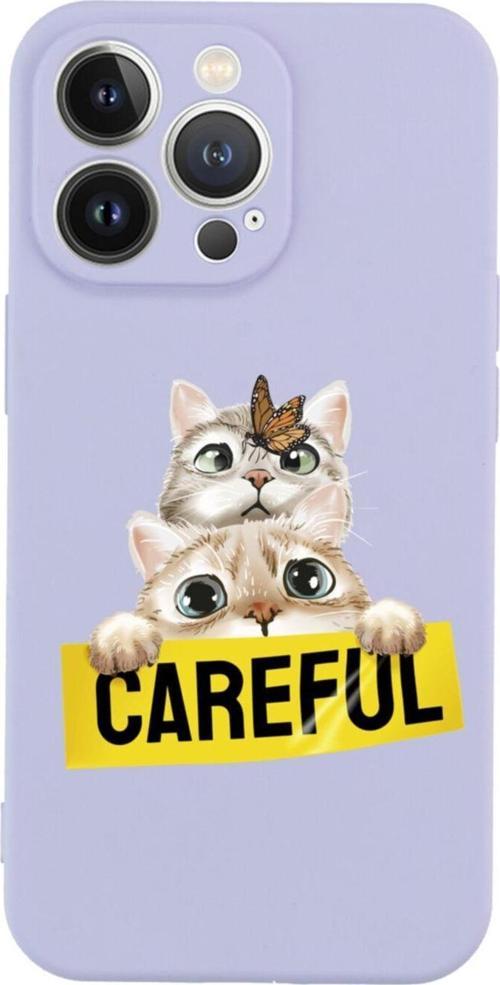 İphone 13 Pro Careful Tasarımlı Lila Telefon Kılıfı