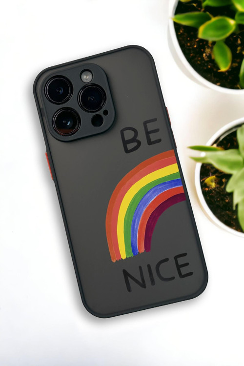 İphone 13 Pro Max Uyumlu Be Nice Desenli Buzlu Şeffaf Lüx Telefon Kılıfı