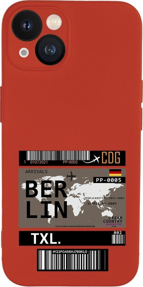 İphone 13 Uyumlu Berlin Ticket Desenli Kamera Lens Korumalı Darbe Emici Silikonlu Lansman Kılıf