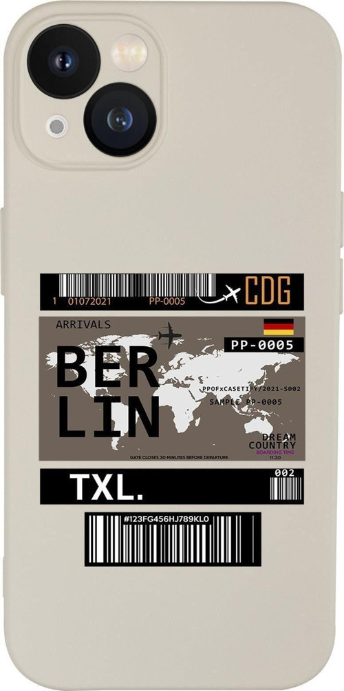 İphone 13 Uyumlu Berlin Ticket Desenli Kamera Lens Korumalı Darbe Emici Silikonlu Lansman Kılıf