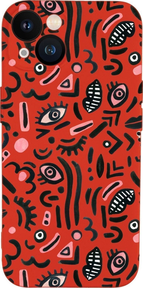 İphone 13 Uyumlu Doodle Desenli Kamera Lens Korumalı Darbe Emici Silikonlu Lansman Kılıf