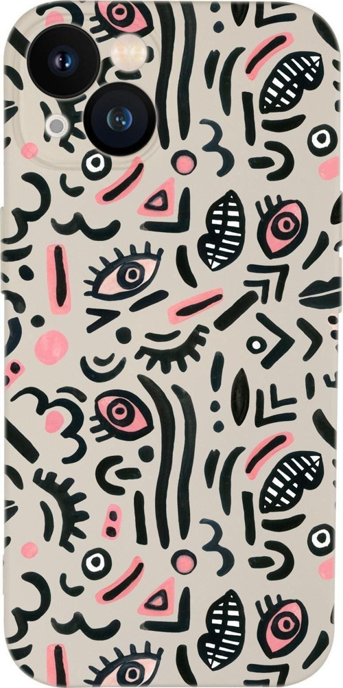 İphone 13 Uyumlu Doodle Desenli Kamera Lens Korumalı Darbe Emici Silikonlu Lansman Kılıf