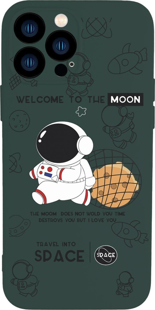 İphone 13 Pro Max Uyumlu Sevimli Astronot Desenli Premium Silikonlu Lansman Telefon Kılıfı