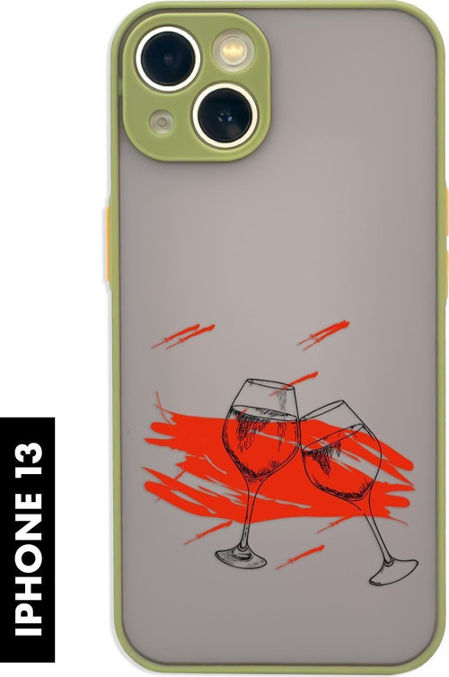 İphone 13 Uyumlu Spilled Wine Desenli Matguard Buzlu Şeffaf Telefon Kılıfı