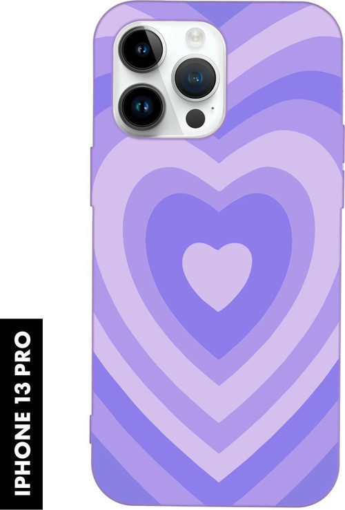 İphone 13 Pro Uyumlu Mor Kalpler Desenli Premium Silikonlu Lansman Telefon Kılıfı