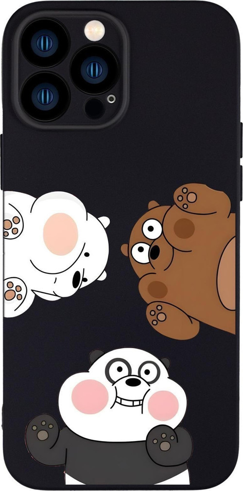 İphone 13 Pro Uyumlu Cute Animals Desenli Kamera Korumalı Premium Silikonlu Telefon Kılıfı