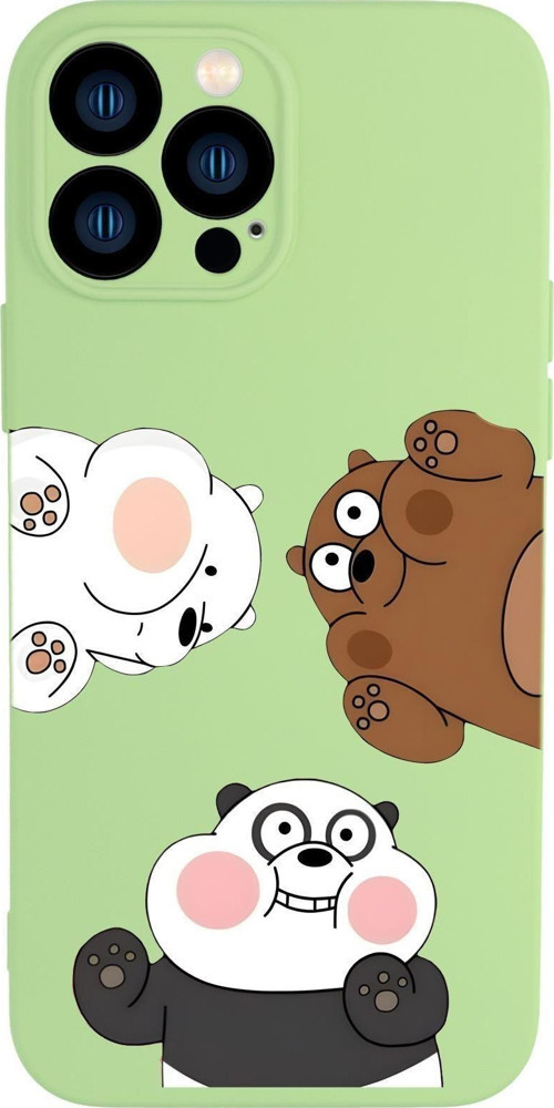 İphone 13 Pro Uyumlu Cute Animals Desenli Kamera Korumalı Premium Silikonlu Telefon Kılıfı