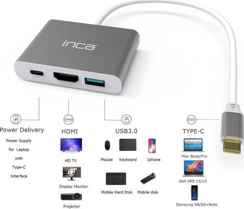 ITPC-04TX Type-c Hub HDMI 4K@30hz USB3.0+PD100W Akım ve Voltaj Korumalı Alüminyum Çoklayıcı