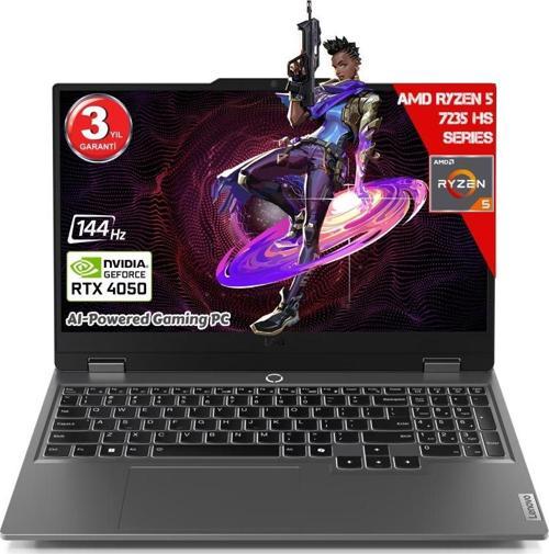 LOQ 15ARP9 AI AMD Ryzen 5-7235HS 24GB DDR5 1TB SSD RTX4050 6GDDR6 15.6 IPS 144Hz FHD FreeDos 83JC00H5TR Dizüstü Bilgisayar