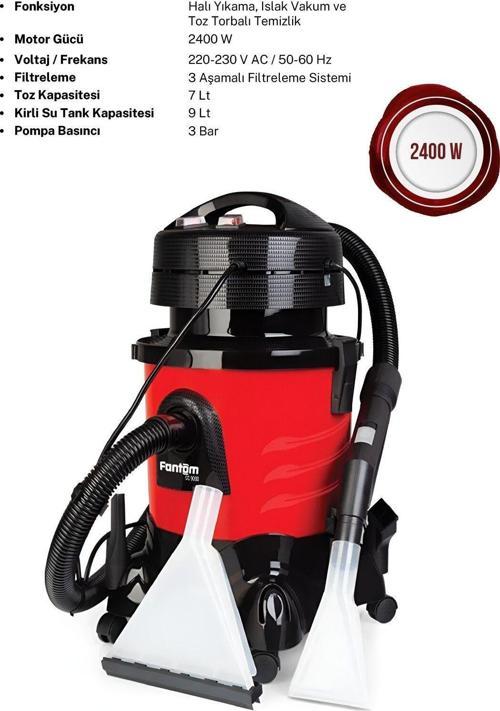 Jumbo Cc 9000 Koltuk Halı Yıkama Robotu Ve Leke Çıkartma Makinesi Kırmızı Siyah 2400 W