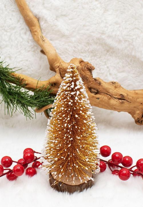 Mini Gold Çam Ağacı 15 Cm Yılbaşı Süsü
