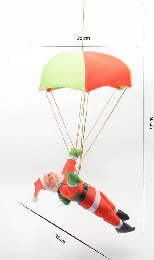 Premium Parşütlü Noel Baba Yılbaşı Süs 68 Cm