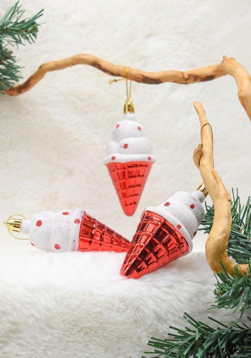 Premium Collection 3Lü Dondurma Yılbaşı Süs 10*4 Cm